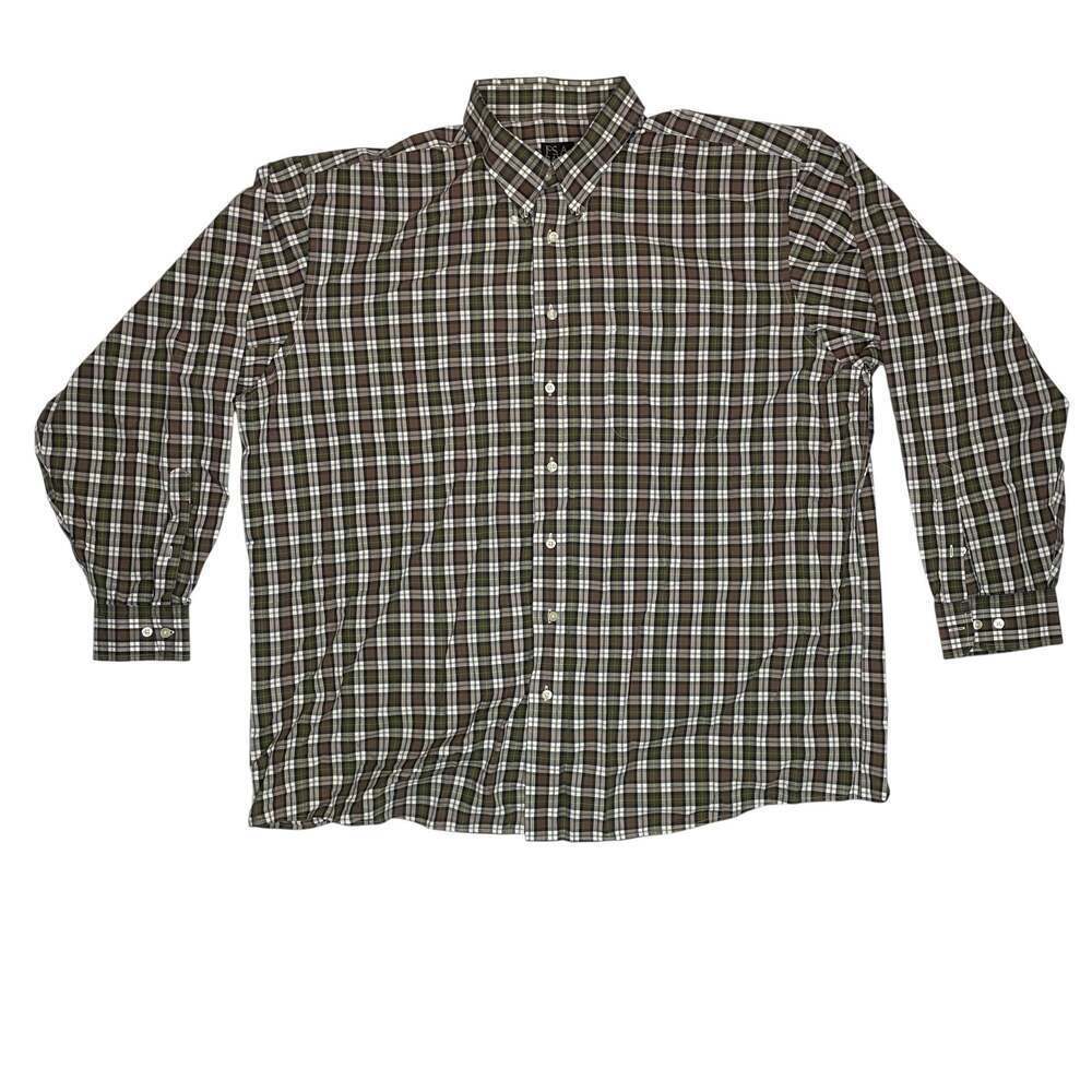 Jos. A. Bank Executive Collection XXL Men's Brown and Green Plaid Button Down Sh